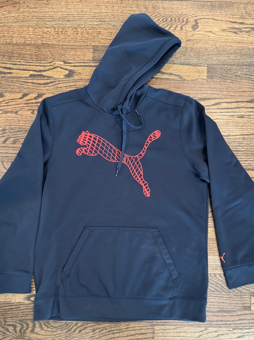 Puma Men’s Navy Hoodie with Red Puma Graphic